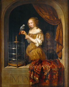 'Lady at the Window' Caspar Netscher (circa 1639–1684) {{PD}}
