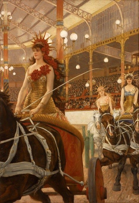 'Conductrices de chariots a l'Hypodrome' James Tissot c1884 {{PD}}