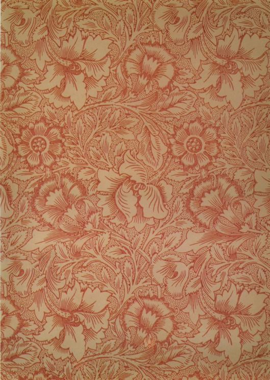 Pink and Poppy Wallpaper by William Morris 1881 {{PD}}